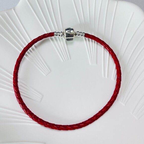 Pandora Single Red Leather Bracelet with Pandora Clasp - Picture 1 of 3